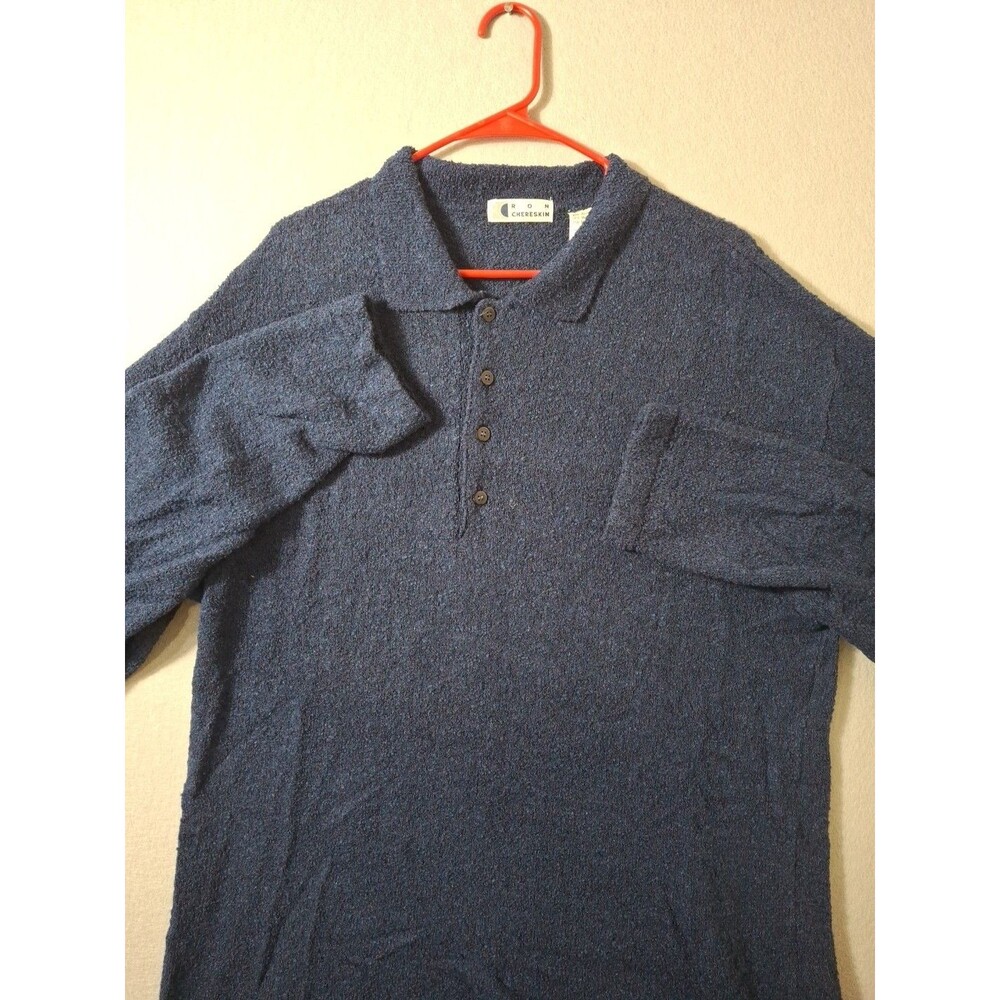 Vintage Ron Chereskin Sweater Men XL Navy Blue 80s Oversized Knit  USA Made
